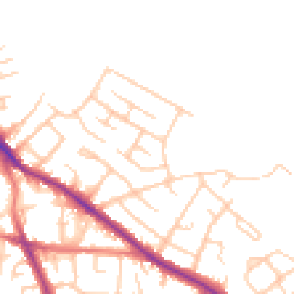 Daytime road noise heatmap for SK2 5BB