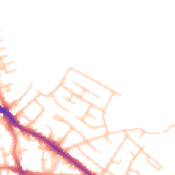Daytime road noise heatmap for SK2 5BD