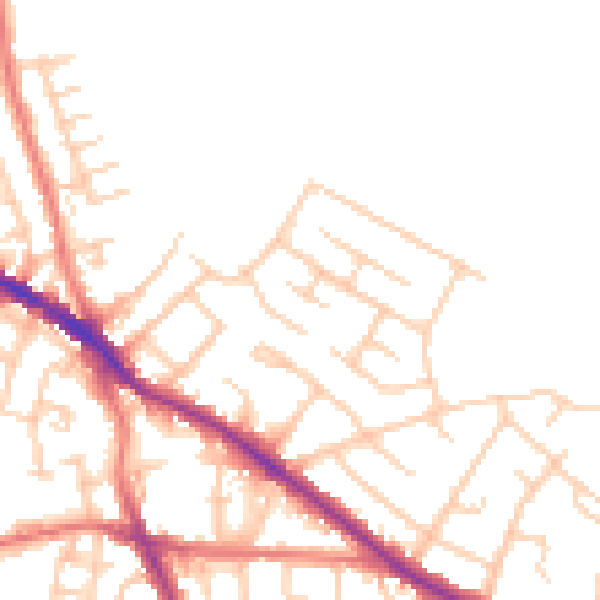 Daytime road noise heatmap for SK2 5BE