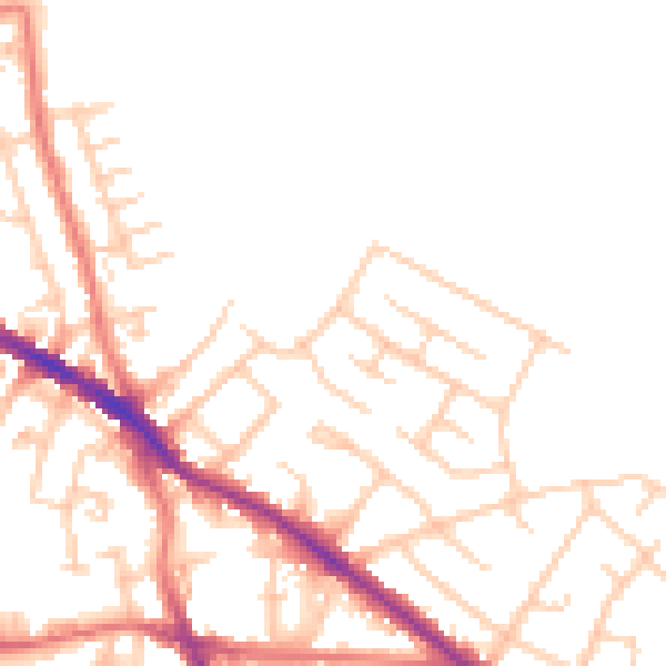 Daytime road noise heatmap for SK2 5BG
