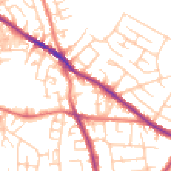 Daytime road noise heatmap for SK2 5BN