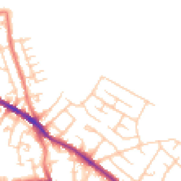 Daytime road noise heatmap for SK2 5BQ