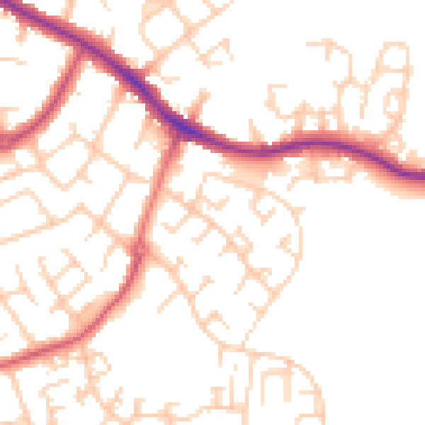Daytime road noise heatmap for SK2 5BR