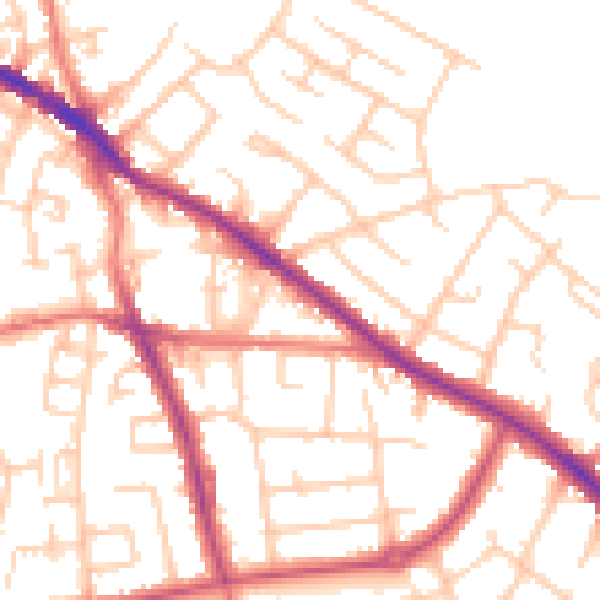 Daytime road noise heatmap for SK2 5BS