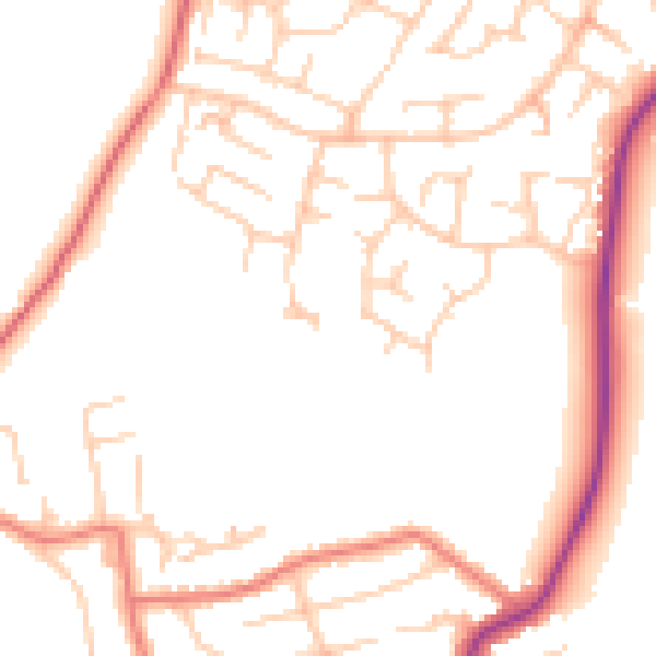 Daytime road noise heatmap for SK2 5BY