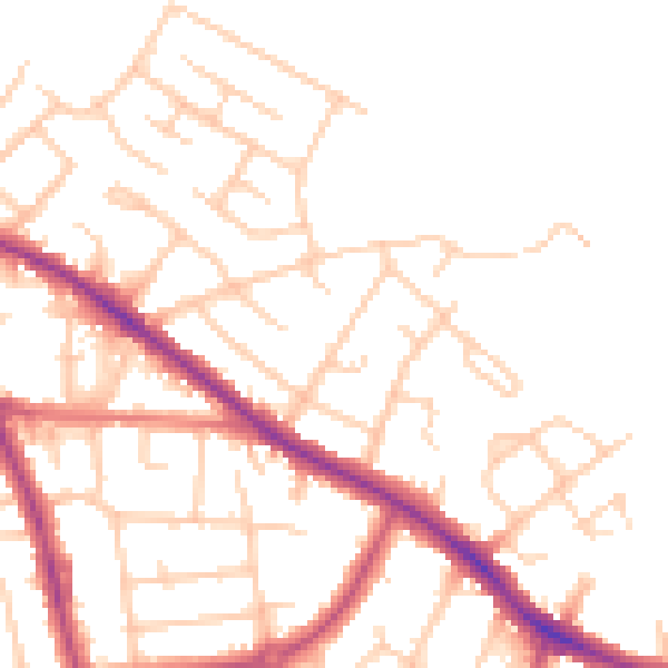 Daytime road noise heatmap for SK2 5BZ