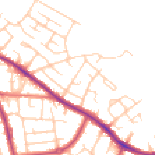 Daytime road noise heatmap for SK2 5DA