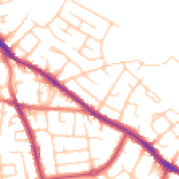 Daytime road noise heatmap for SK2 5DB