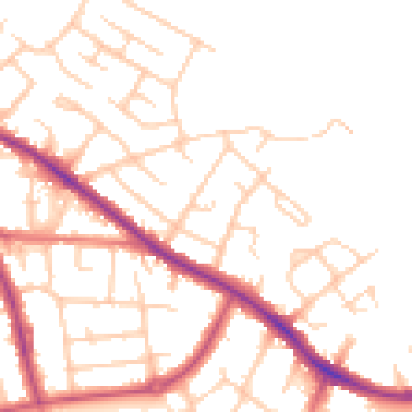 Daytime road noise heatmap for SK2 5DD