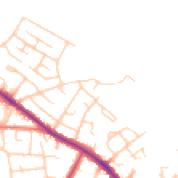 Daytime road noise heatmap for SK2 5DE