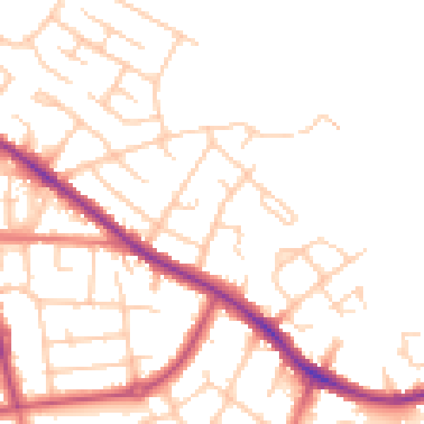 Daytime road noise heatmap for SK2 5DF