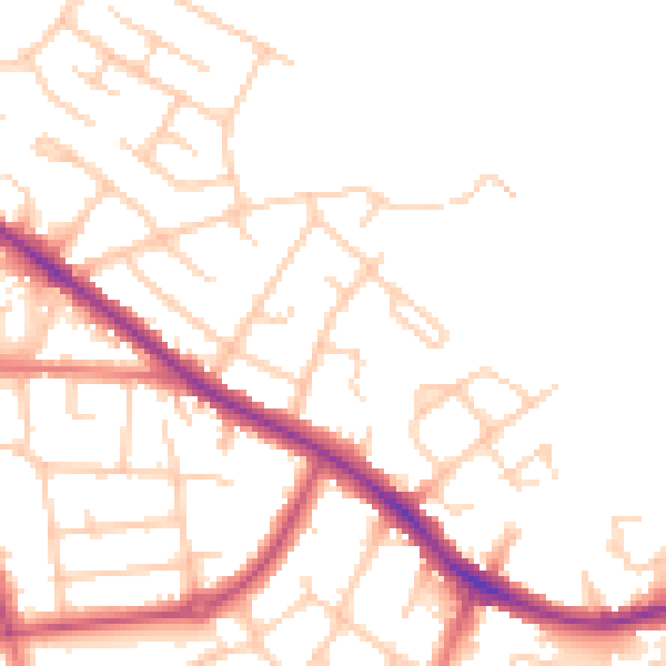Daytime road noise heatmap for SK2 5DH