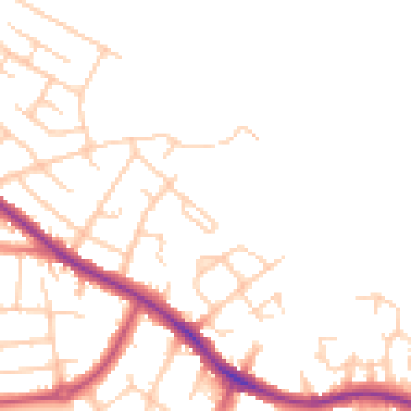 Daytime road noise heatmap for SK2 5DJ