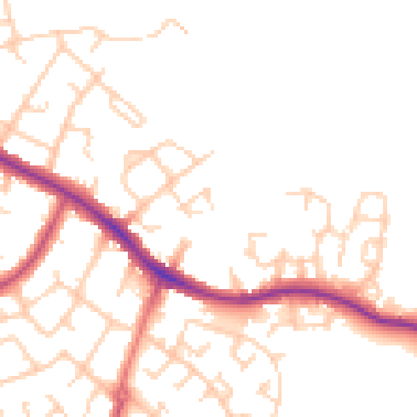 Daytime road noise heatmap for SK2 5DL