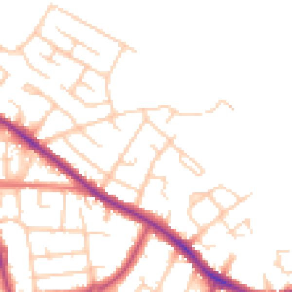 Daytime road noise heatmap for SK2 5DN