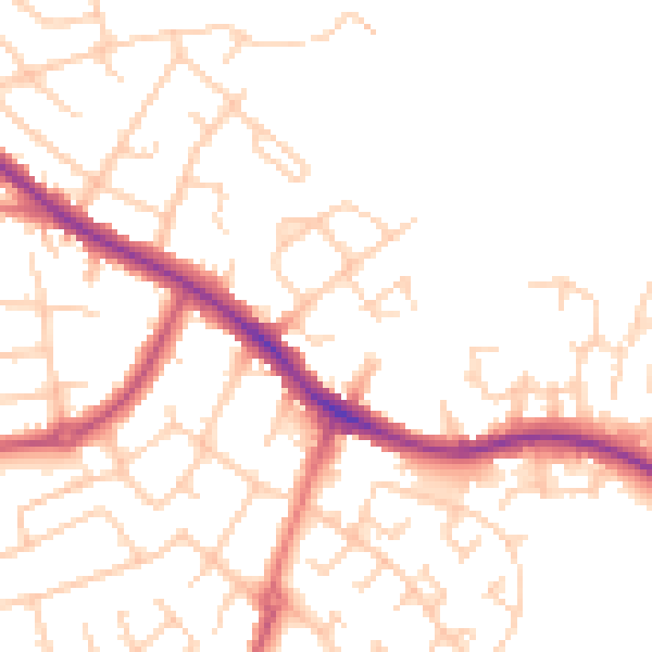 Daytime road noise heatmap for SK2 5DP