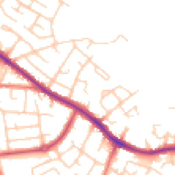 Daytime road noise heatmap for SK2 5DQ