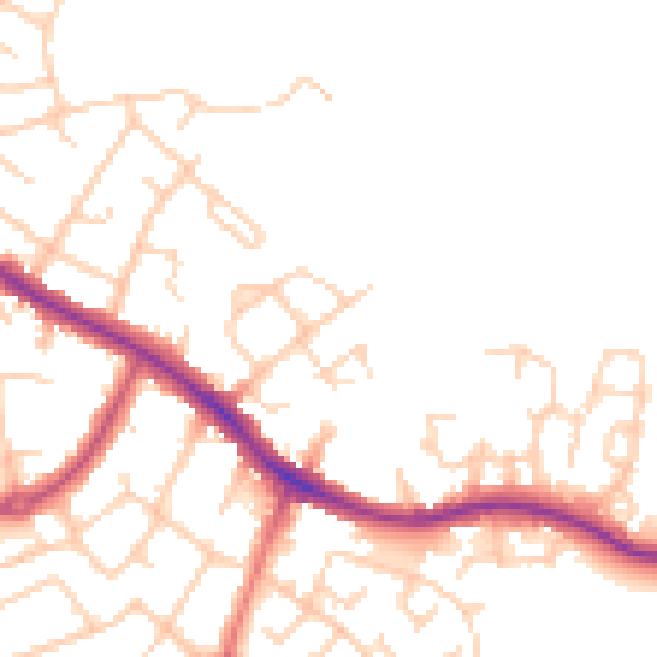 Daytime road noise heatmap for SK2 5DR