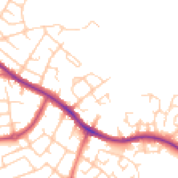 Daytime road noise heatmap for SK2 5DU