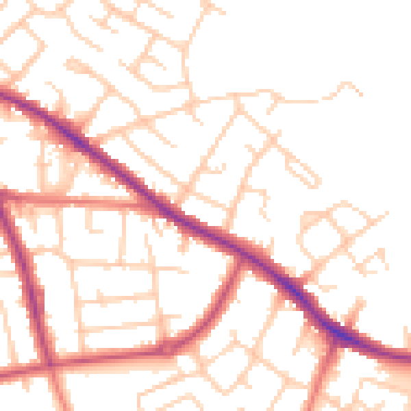 Daytime road noise heatmap for SK2 5DW