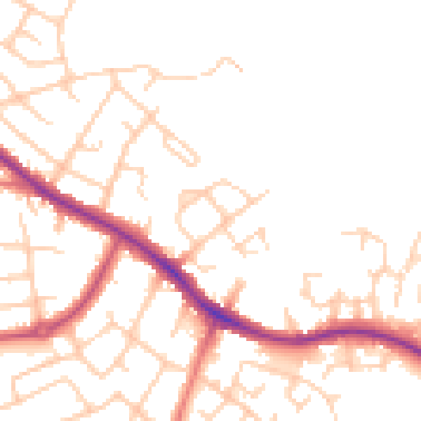 Daytime road noise heatmap for SK2 5DX