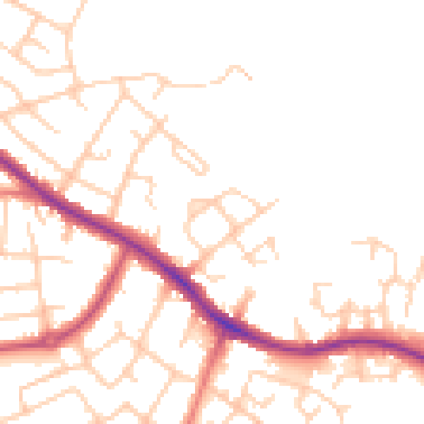 Daytime road noise heatmap for SK2 5DY