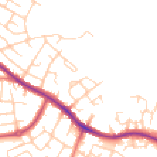 Daytime road noise heatmap for SK2 5DZ