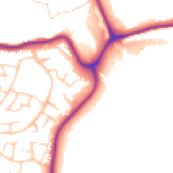 Daytime road noise heatmap for SK2 5GE
