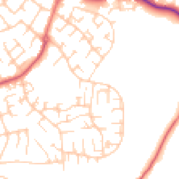 Daytime road noise heatmap for SK2 5GF