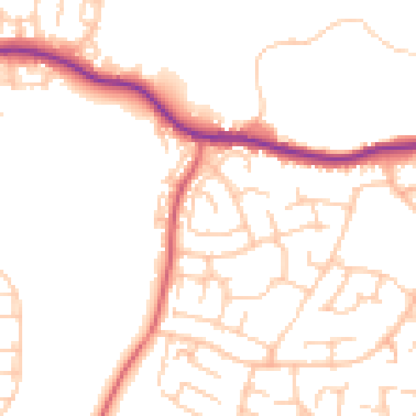 Daytime road noise heatmap for SK2 5JA