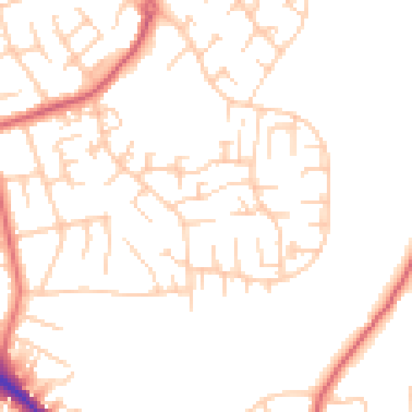 Daytime road noise heatmap for SK2 5ND