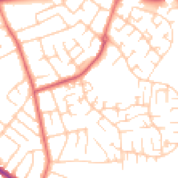 Daytime road noise heatmap for SK2 5NF