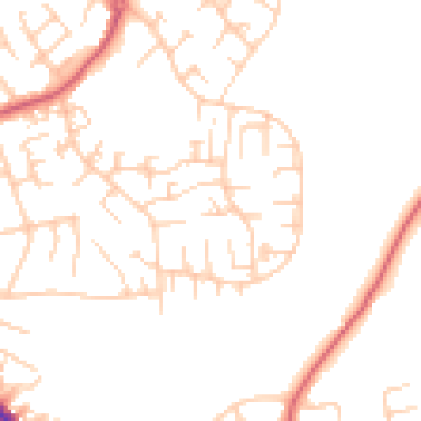 Daytime road noise heatmap for SK2 5NW
