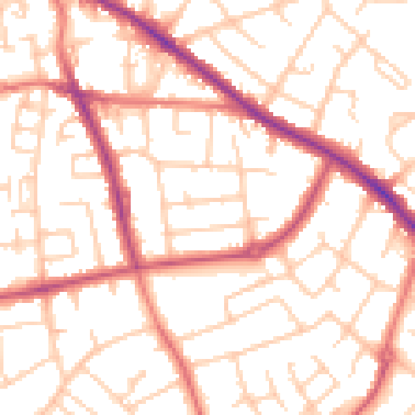 Daytime road noise heatmap for SK2 5SJ