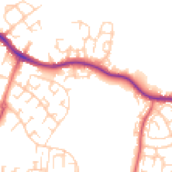 Daytime road noise heatmap for SK2 5UA