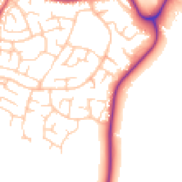 Daytime road noise heatmap for SK2 5XQ