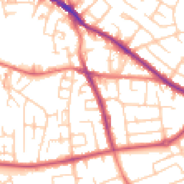 Daytime road noise heatmap for SK2 6AA
