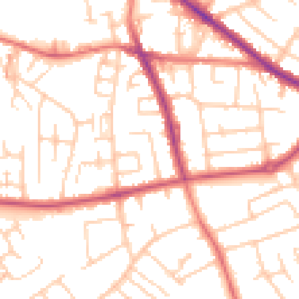 Daytime road noise heatmap for SK2 6AJ