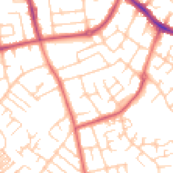 Daytime road noise heatmap for SK2 6AZ