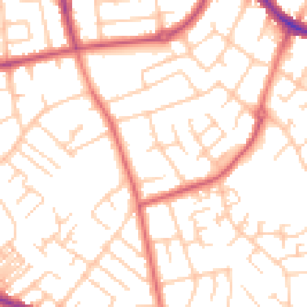 Daytime road noise heatmap for SK2 6BD