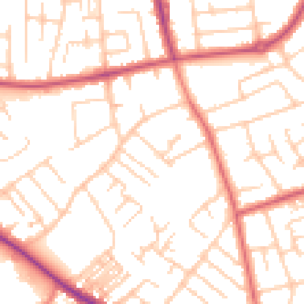 Daytime road noise heatmap for SK2 6BU