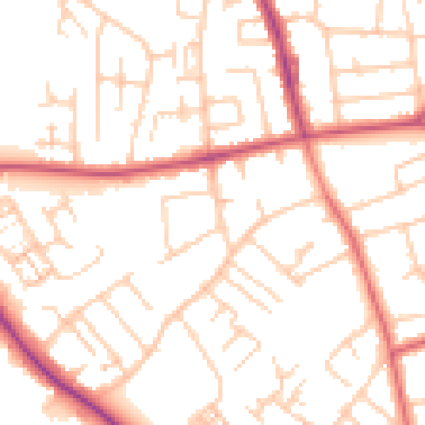 Daytime road noise heatmap for SK2 6DB