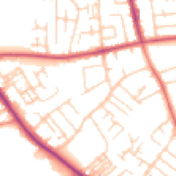 Daytime road noise heatmap for SK2 6DE