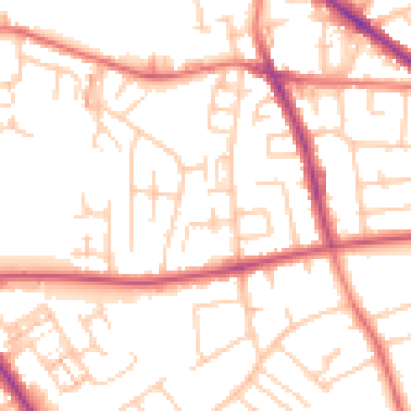 Daytime road noise heatmap for SK2 6DN