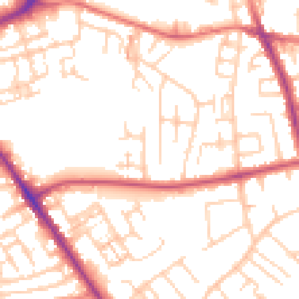 Daytime road noise heatmap for SK2 6DX