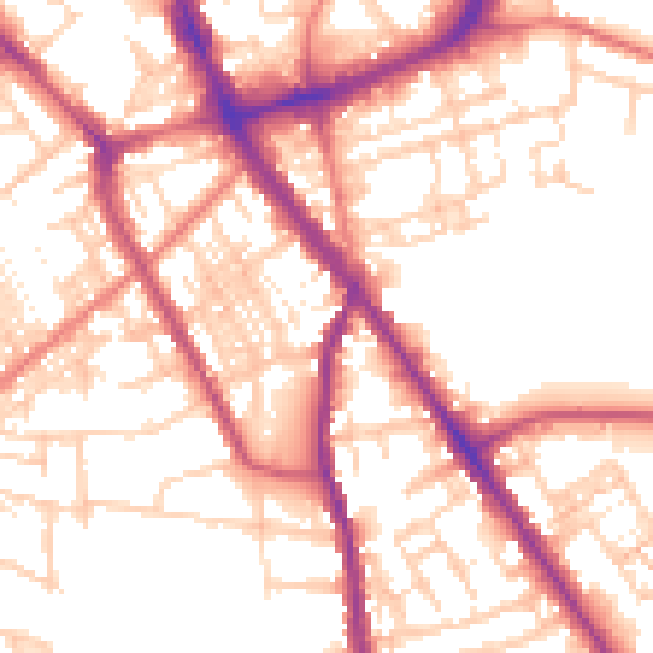 Daytime road noise heatmap for SK2 6HR