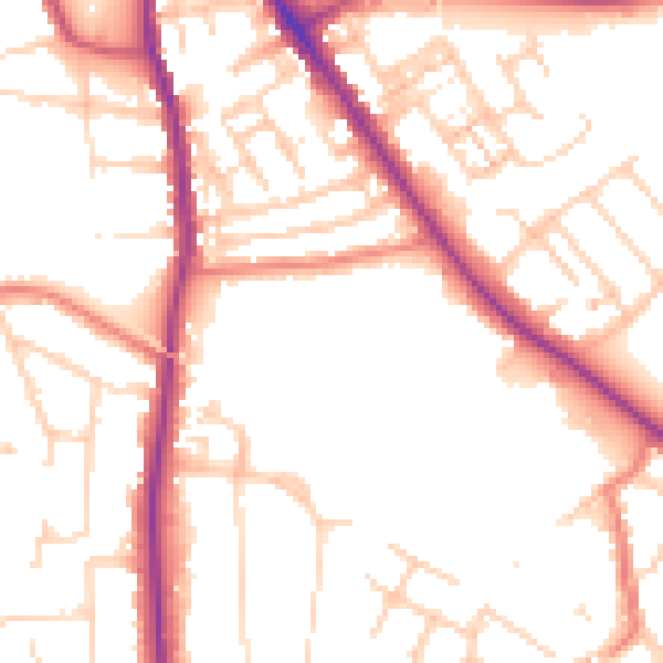 Daytime road noise heatmap for SK2 6JU
