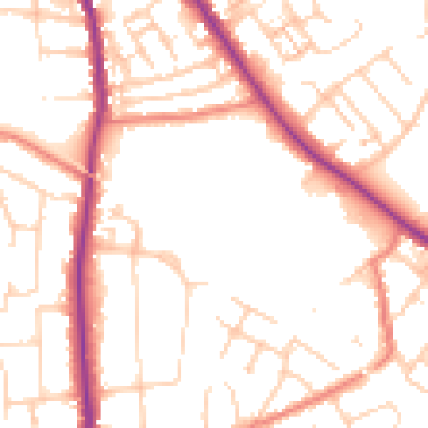 Daytime road noise heatmap for SK2 6LB