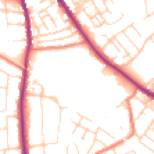 Daytime road noise heatmap for SK2 6LD