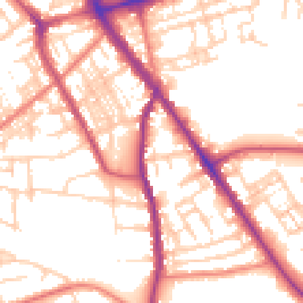 Daytime road noise heatmap for SK2 6PB